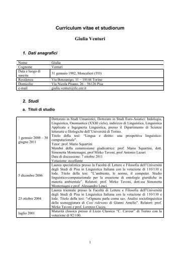 Curriculum vitae et studiorum Giulia Venturi - Istituto di Linguistica ...