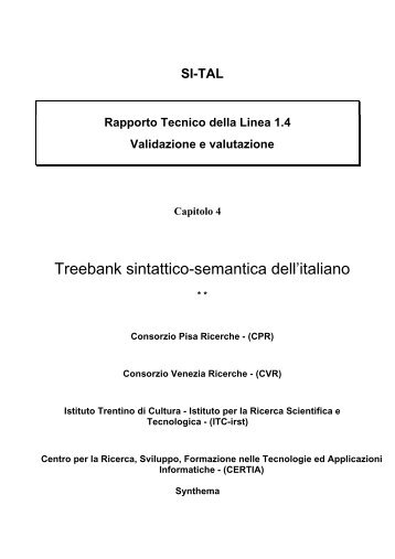 Treebank sintattico-semantica dell'italiano - Istituto di Linguistica ...