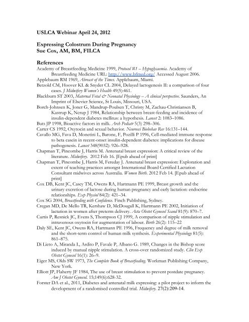 Express Colostrum Pdf USLCA Webinar April 24, 2012 Expressing Colostrum During ...