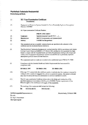 PTB 00 ATEX 1068 - iLECSYS