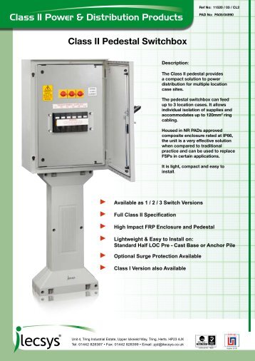 Class II Pedestal Switchbox Class II Power & Distribution ... - iLECSYS