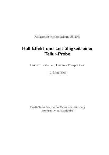 Hall-Effekt und LeitfÃ¤higkeit einer Tellur-Probe - Leonard Burtscher