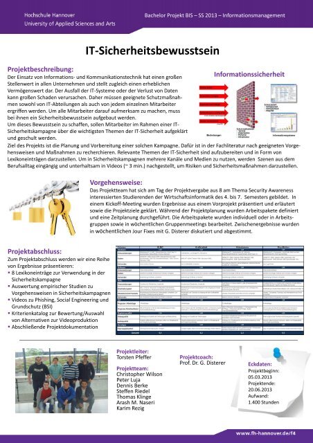 PDF mit allen Postern - Fakultät IV - Hochschule Hannover