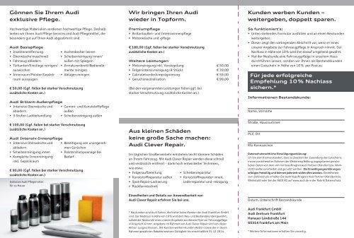 Flyer Fahrzeugpflege - Audi