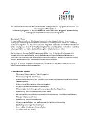 Stellenausschreibung: Teamleitung Integration - Jobcenter Wuppertal