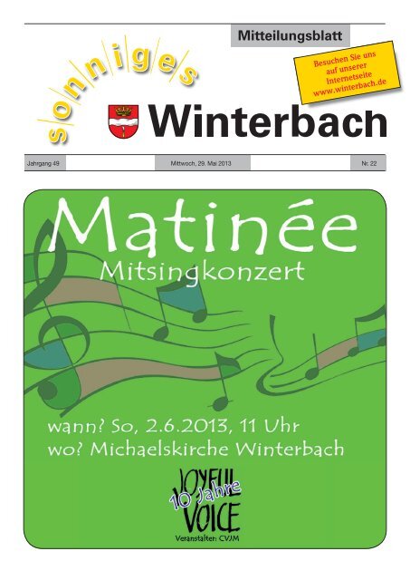 Mitteilungsblatt KW 22/2013 - Gemeinde Winterbach