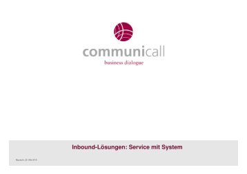 communicall - Präsentation Inbound - communicall GmbH
