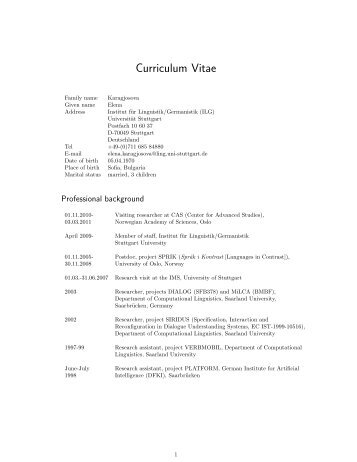 Curriculum Vitae - Institut für Linguistik/Germanistik - Universität ...