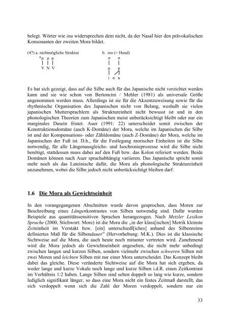 Die Struktur der deutschen Silbe im Morenmodell - Institut für ...