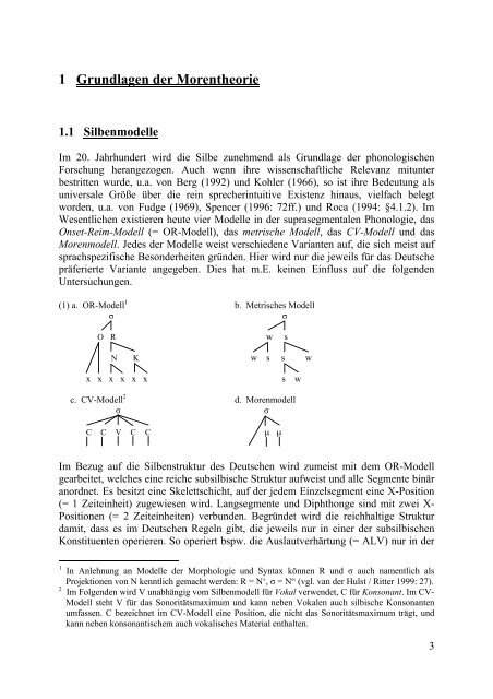 Die Struktur der deutschen Silbe im Morenmodell - Institut für ...