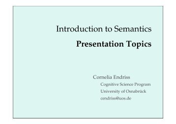 Introduction to Semantics Presentation Topics
