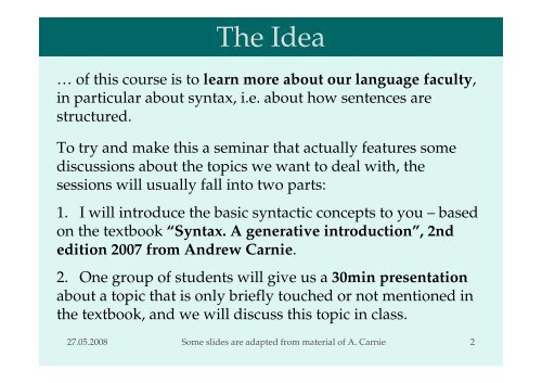 Introduction to Syntax Session 1