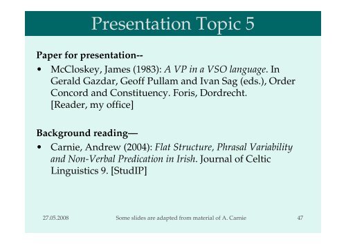 Introduction to Syntax Session 1