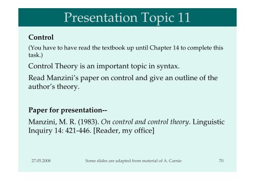 Introduction to Syntax Session 1