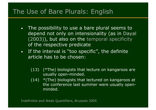 The Case of Bare Plurals and Plural Definites. - Institut für Linguistik ...