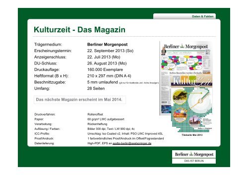 Download Mediadaten Kulturzeit 2013 - Axel Springer MediaPilot