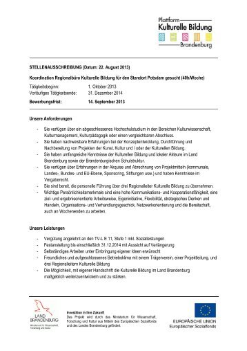 Stellenausschreibung Koordination Web