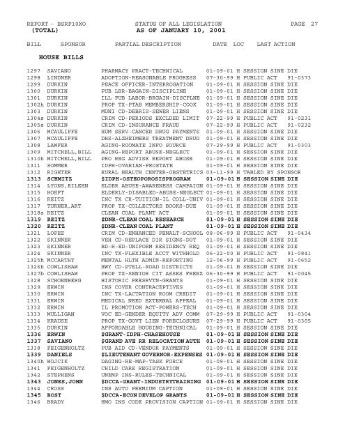 legislative information system total - Illinois General Assembly