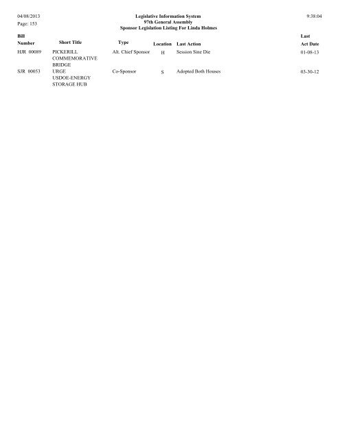 Senate Sponsor's bills - Illinois General Assembly