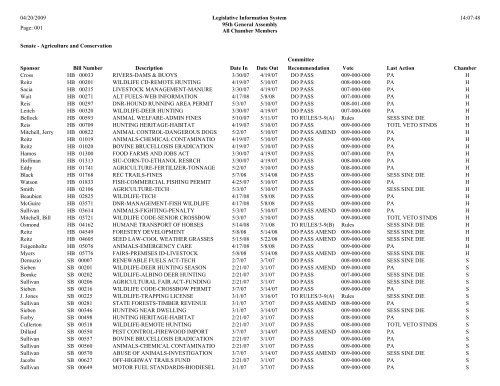 Senate Committee Status Report - Illinois General Assembly