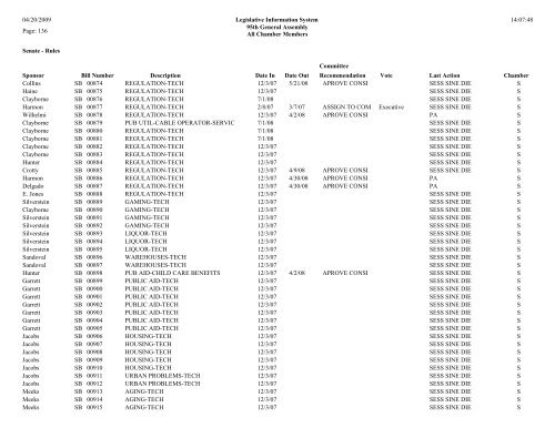 Senate Committee Status Report - Illinois General Assembly