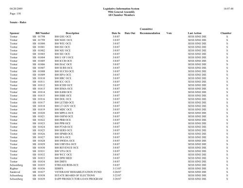 Senate Committee Status Report - Illinois General Assembly