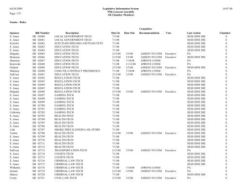 Senate Committee Status Report - Illinois General Assembly