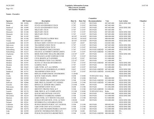 Senate Committee Status Report - Illinois General Assembly