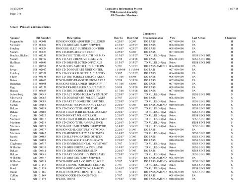 Senate Committee Status Report - Illinois General Assembly