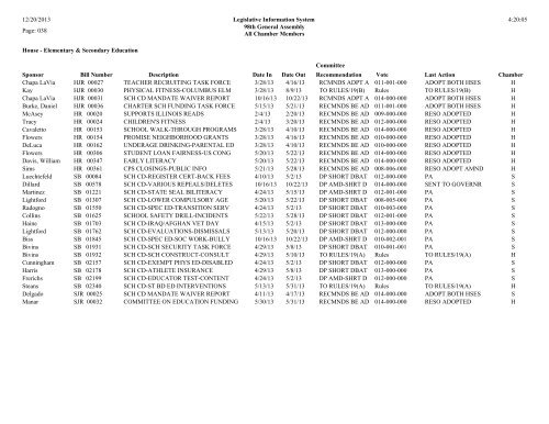 committee status report-house.pdf - Illinois General Assembly