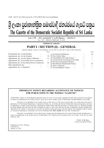 The Gazette of the Democratic Socialist ... - Documents.gov.lk