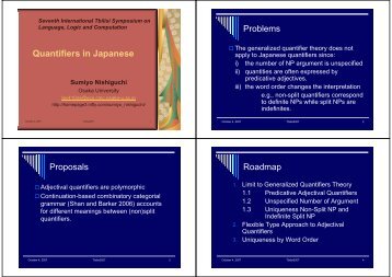 Quantifiers in Japanese - The Institute for Logic, Language and ...