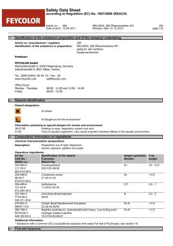 Safety Data Sheet - Feycolor Gmbh