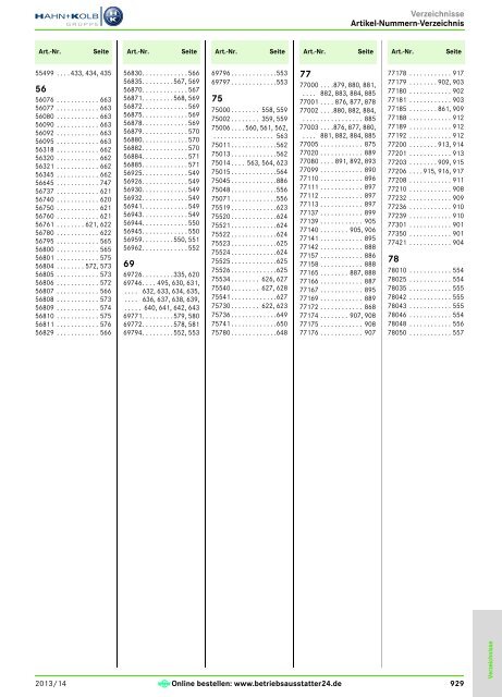 Verzeichnisse Stichwort-Verzeichnis - Hahn +Kolb Werkzeuge GmbH