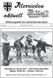 Mitteilungsblatt der Gemeinde Illerrieden Samstag, 22. Januar 2011