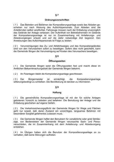 Satzung Benutzung Kompostieranlage - Illingen.de