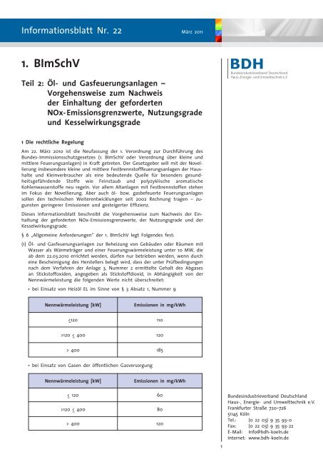 1. BImSchV Teil 2 - BDH