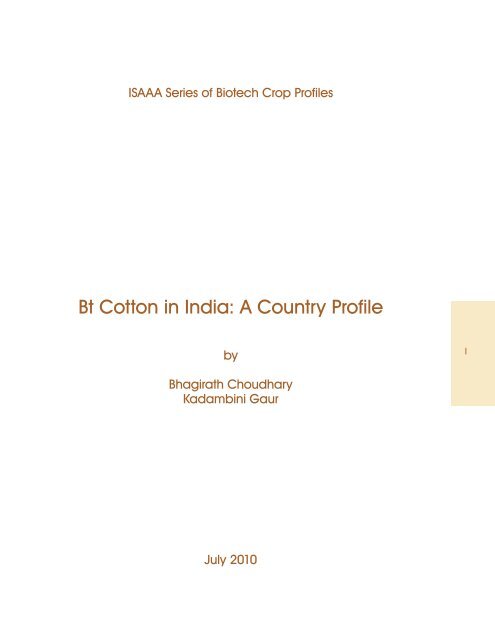 A COUNTRY PROFILE Bt CoËon In India - India Environment Portal