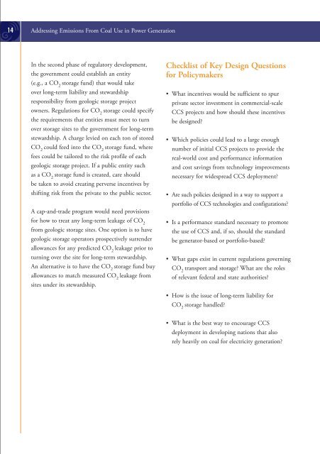 Addressing Emissions From Coal Use in Power Generation ...