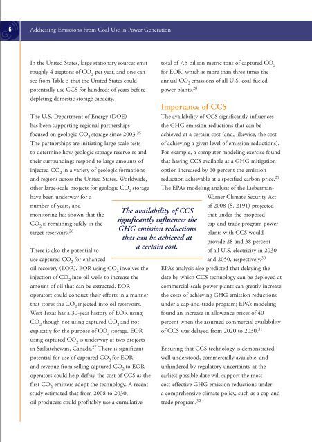 Addressing Emissions From Coal Use in Power Generation ...