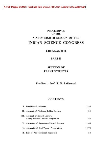 INDIAN SCIENCE CONGRESS - India Environment Portal