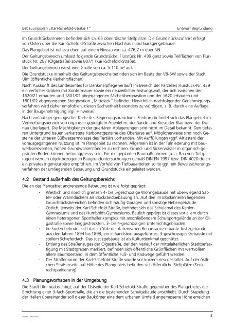 Begründung zum Bebauungsplan "Karl-Schefold-Straße 1" - Ulm