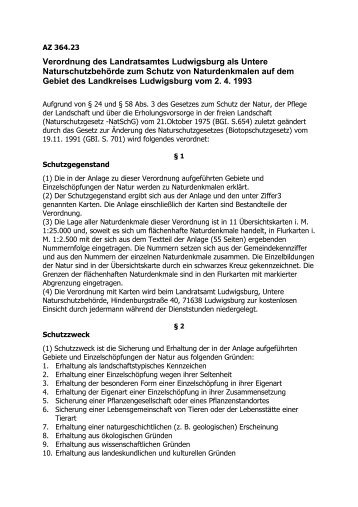 Verordnung des Landratsamtes Ludwigsburg als Untere ... - Ditzingen