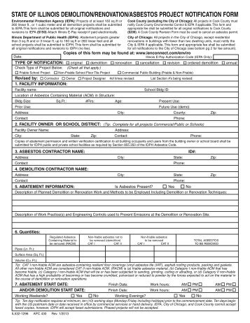 state of illinois demolition/renovation/asbestos project notification form