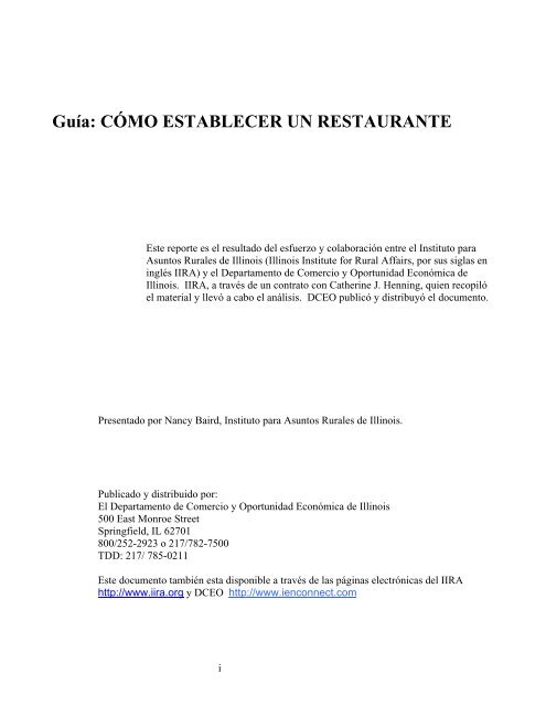 GuÃ­a: CÃMO ESTABLECER UN RESTAURANTE - Illinois ...