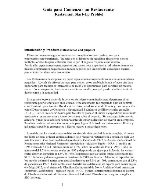 GuÃ­a: CÃMO ESTABLECER UN RESTAURANTE - Illinois ...