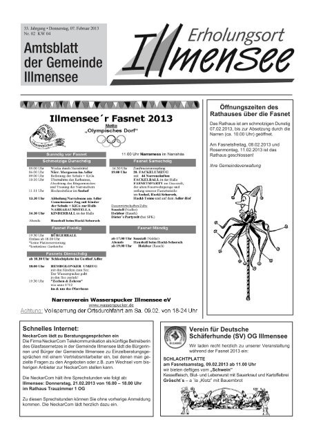 Amtsblatt Nr. 3 / KW 06 vom 07.02.2013 - Illmensee