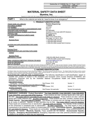 MATERIAL SAFETY DATA SHEET Illumina, Inc.