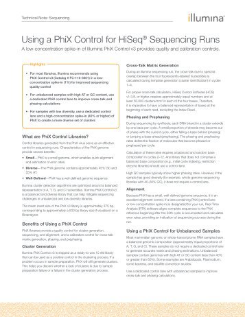 Using a PhiX Control for HiSeq Sequencing Runs - Illumina