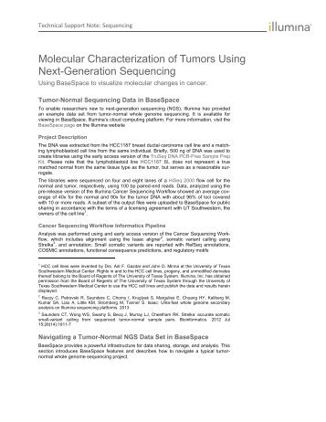 Molecular Characterizations of Tumors Using Next ... - Illumina
